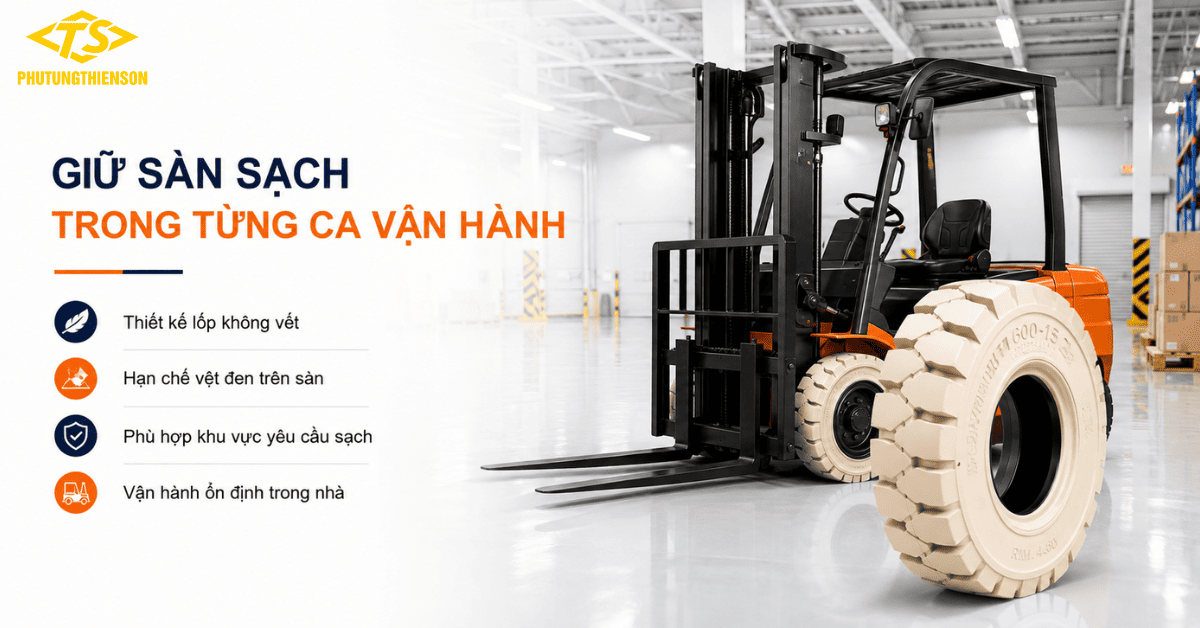Lốp trắng xe nâng 600-15 không để lại vết