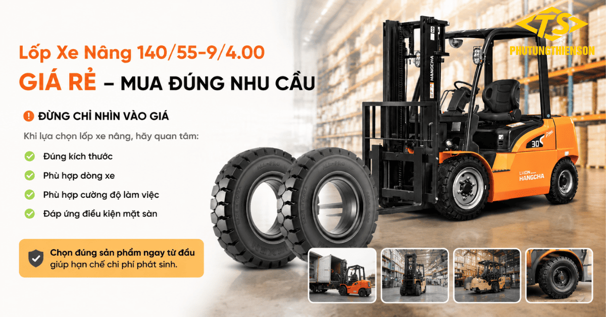 Lốp xe nâng 140_55-9_4.00 giá rẻ tiết kiệm chi phí