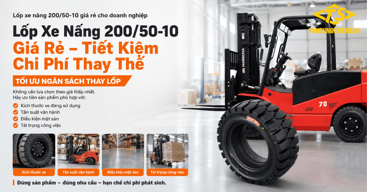 Lốp xe nâng 200_50-10 giá rẻ cho doanh nghiệp