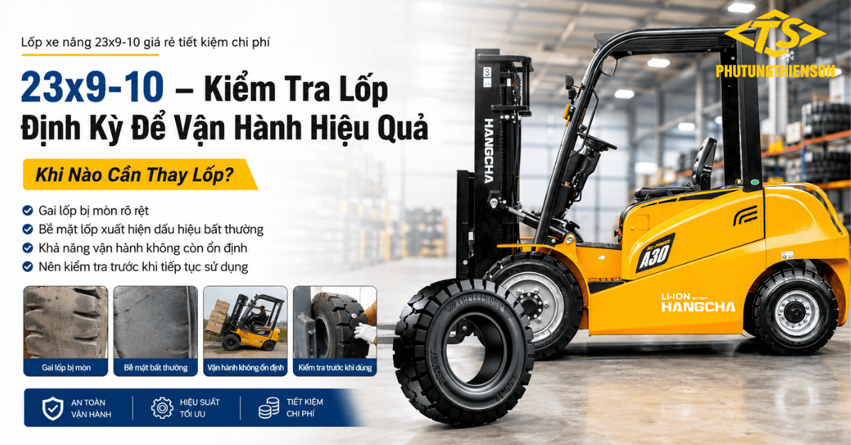 Lốp xe nâng 23x9-10 giá rẻ tiết kiệm chi phí