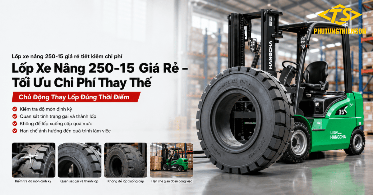 Lốp xe nâng 250-15 giá rẻ tiết kiệm chi phí