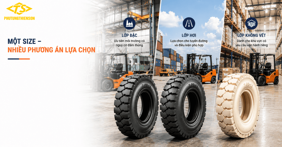 Lốp xe nâng 700-15 – Chọn loại theo môi trường làm việc