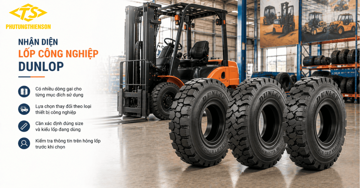 Lốp xe nâng Dunlop và các dòng lốp công nghiệp phổ biến