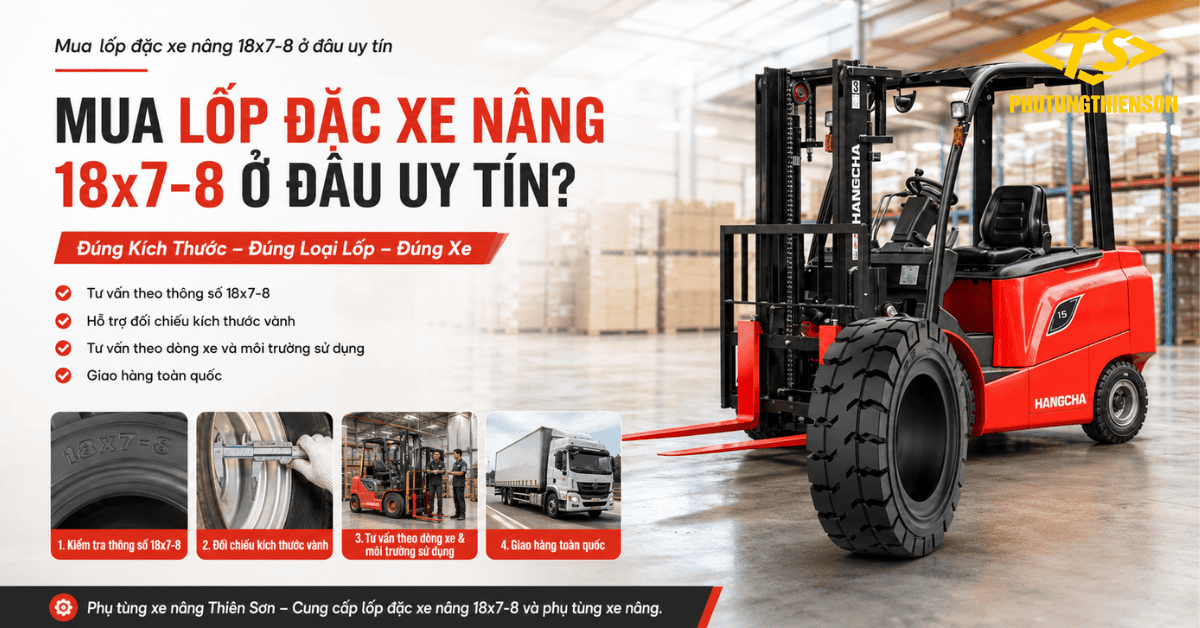 Mua lốp đặc xe nâng 18x7-8 ở đâu uy tín