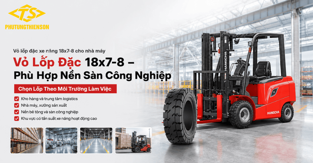 Vỏ lốp đặc xe nâng 18x7-8 cho nhà máy