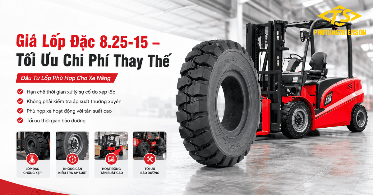 Vỏ lốp đặc xe nâng 8.25-15 bền chắc