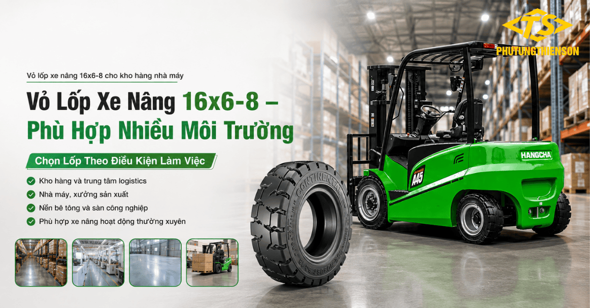 Vỏ lốp xe nâng 16x6-8 cho kho hàng nhà máy