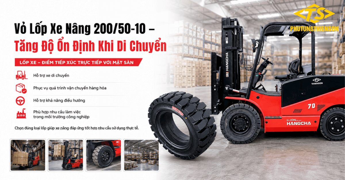 Vỏ lốp xe nâng 200_50-10 cho xe nâng hàng