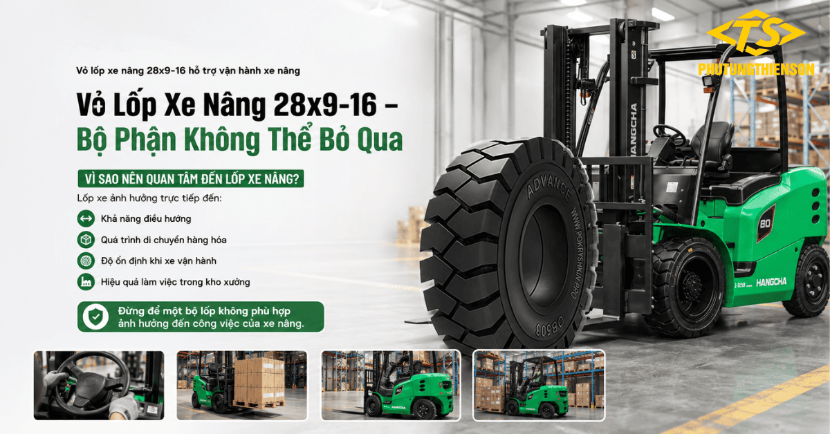 Vỏ lốp xe nâng 28x9-16 hỗ trợ vận hành xe nâng