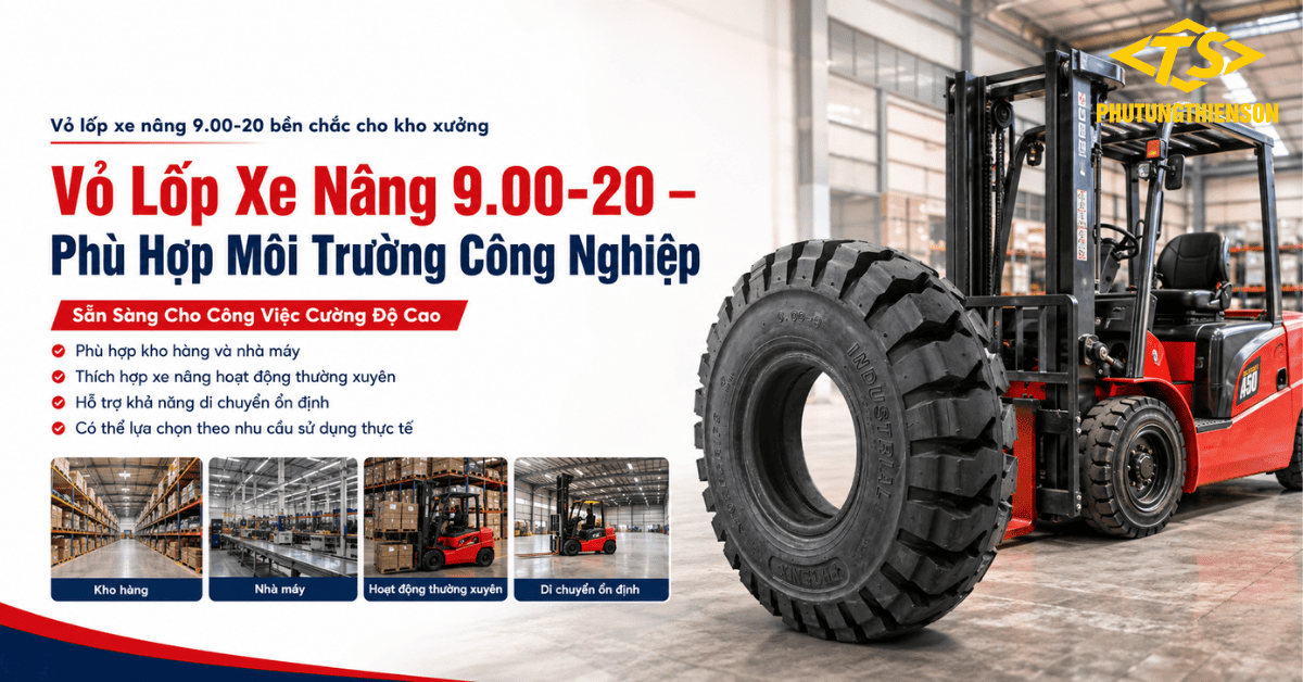 Vỏ lốp xe nâng 9.00-20 bền chắc cho kho xưởng