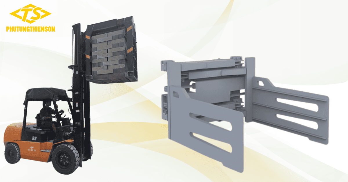 Xe nâng kẹp gạch hỗ trợ bốc xếp gạch