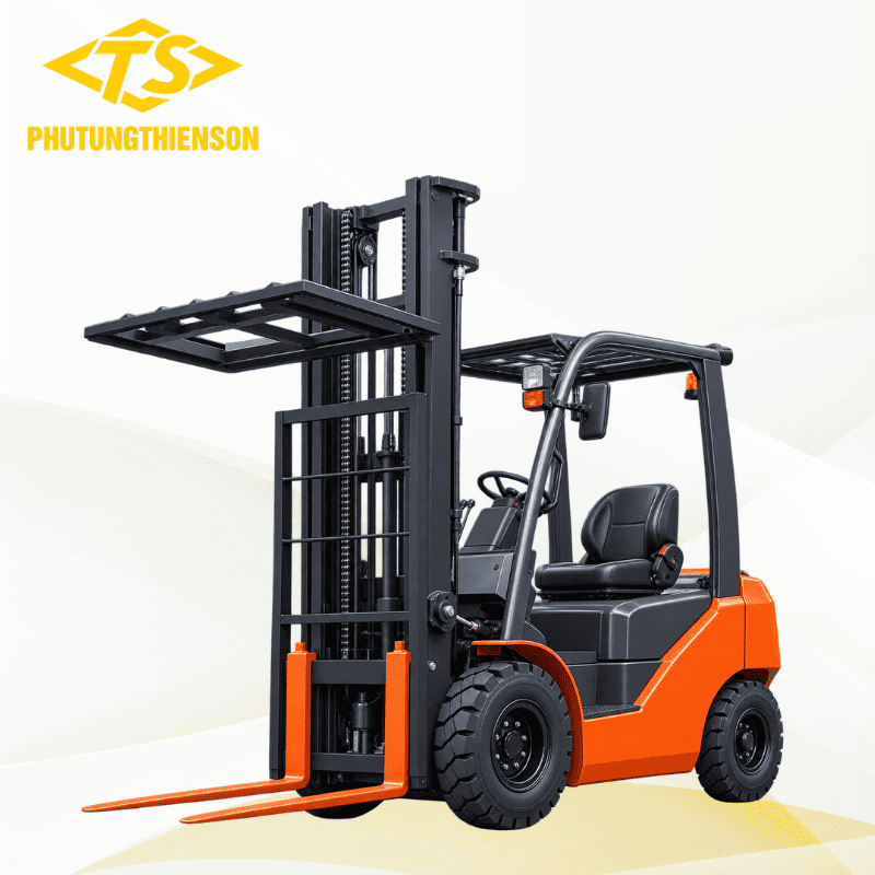 Xe nâng kẹp ổn định giữ hàng trên pallet