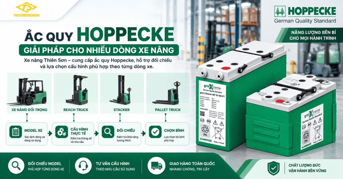 Ắc quy Hoppecke cho nhiều dòng xe nâng