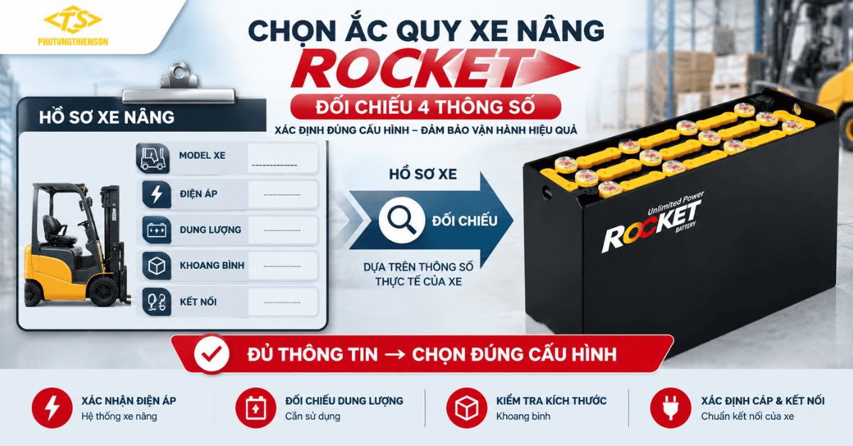Ắc quy xe nâng Rocket – Chọn đúng cấu hình