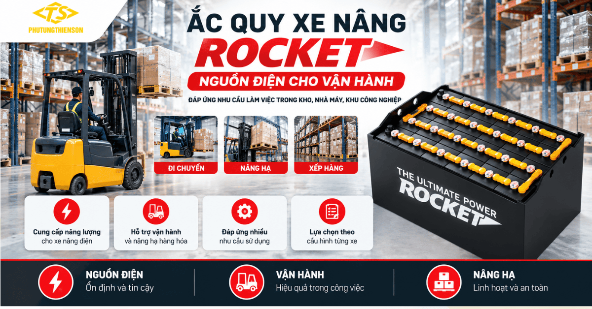 Ắc quy xe nâng Rocket – Nguồn điện cho vận hành