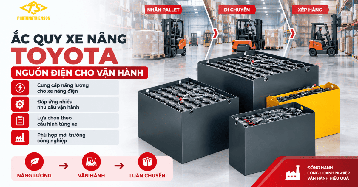 Ắc quy xe nâng Toyota cho vận hành xe nâng điện