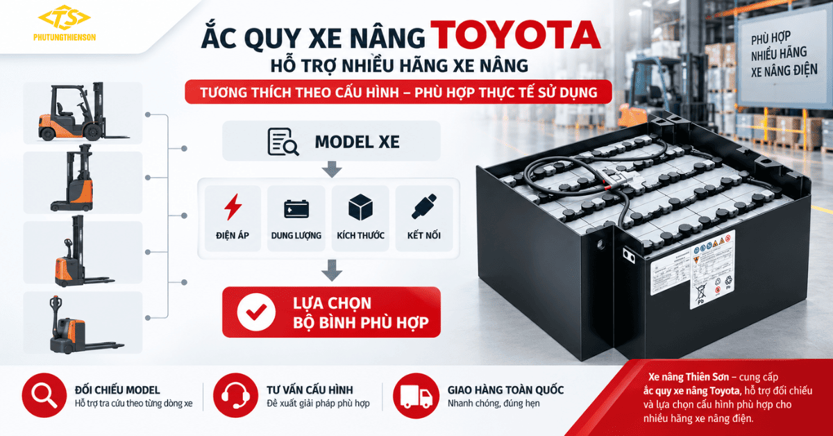 Ắc quy xe nâng Toyota phù hợp nhiều dòng xe