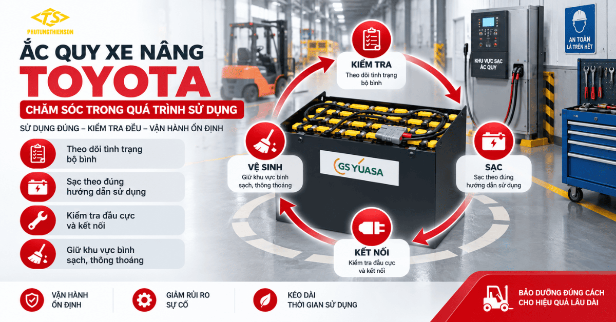 Ắc quy xe nâng Toyota và cách sử dụng phù hợp