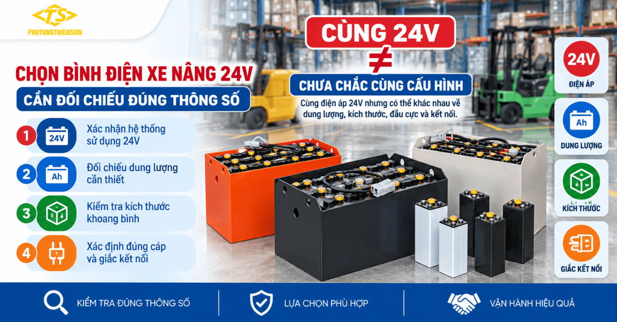 Bình điện xe nâng 24V – Cần kiểm tra gì trước khi lựa chọn