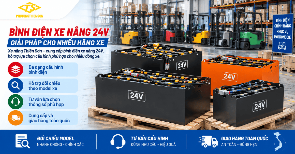 Bình điện xe nâng 24V – Giải pháp cung cấp cho nhiều hãng xe nâng