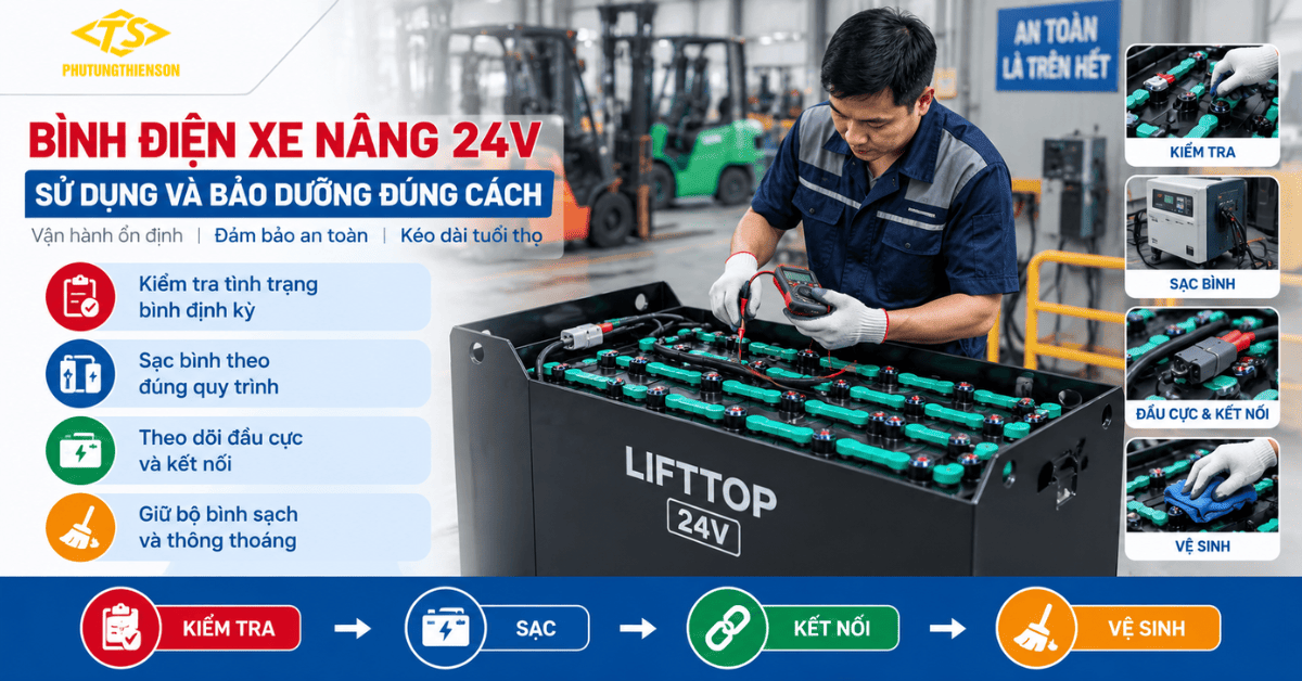 Bình điện xe nâng 24V – Sử dụng và bảo dưỡng đúng cách