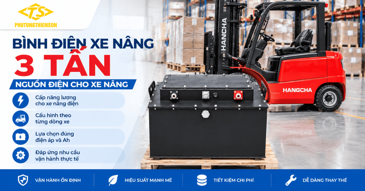 Bình điện xe nâng 3 tấn – Dấu hiệu cần kiểm tra và thay bình