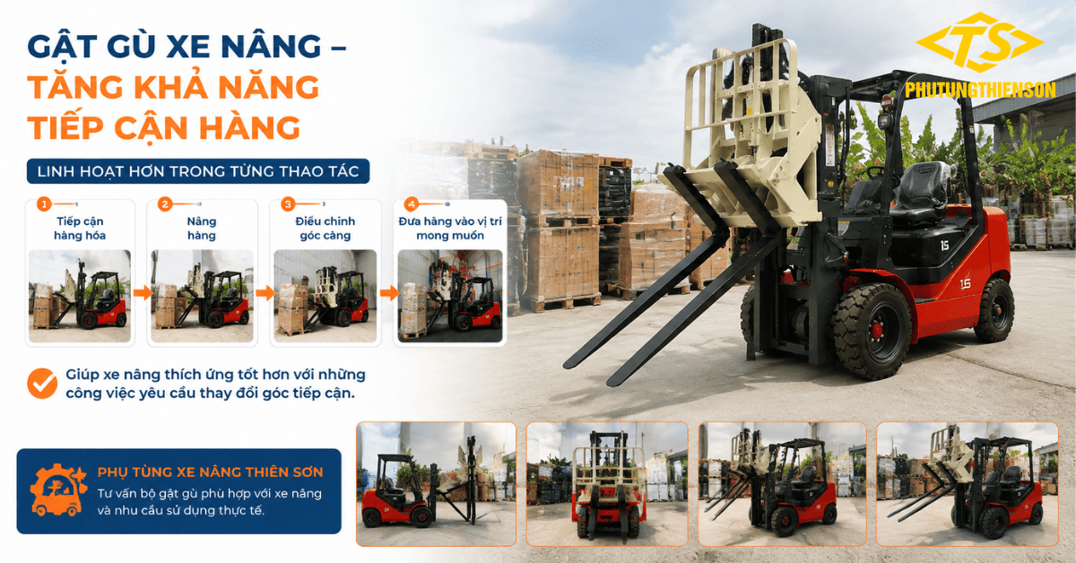 Bộ gật gù xe nâng hỗ trợ thao tác trong kho xưởng