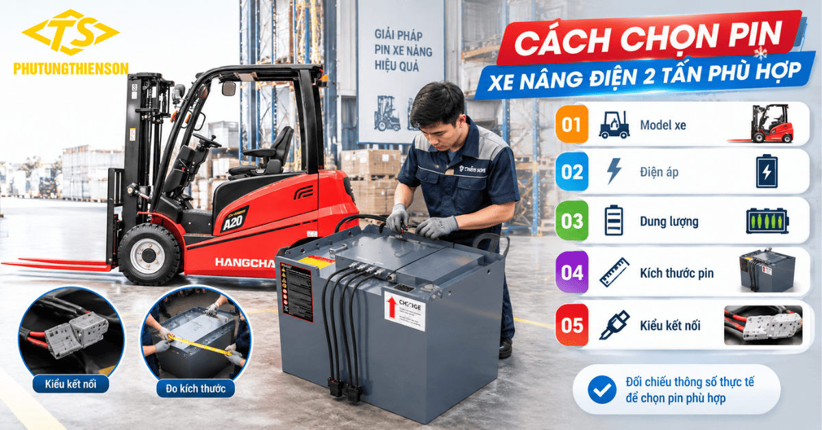 Cách chọn Pin xe nâng điện 2 tấn phù hợp