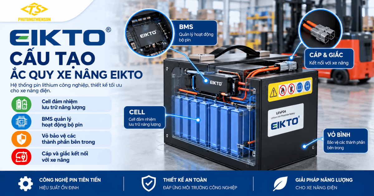 Cấu tạo ắc quy xe nâng Eikto