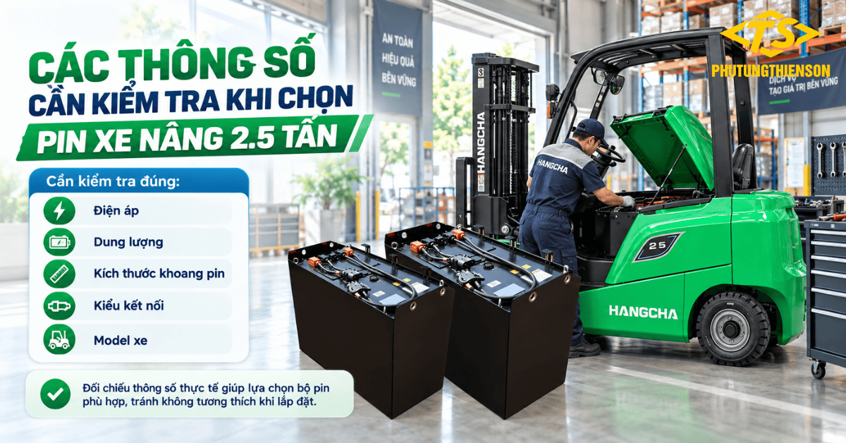 Thông số Pin xe nâng 2.5 tấn cần biết