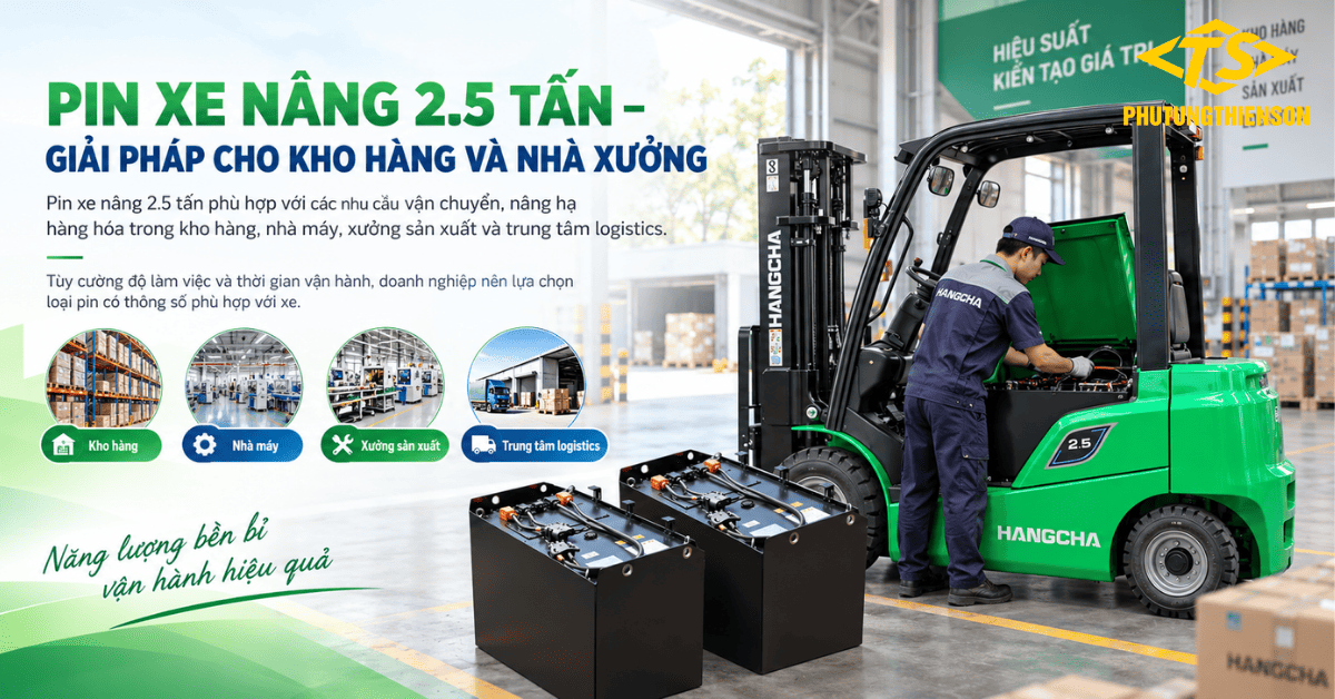 Ứng dụng Pin xe nâng 2.5 tấn trong kho xưởng