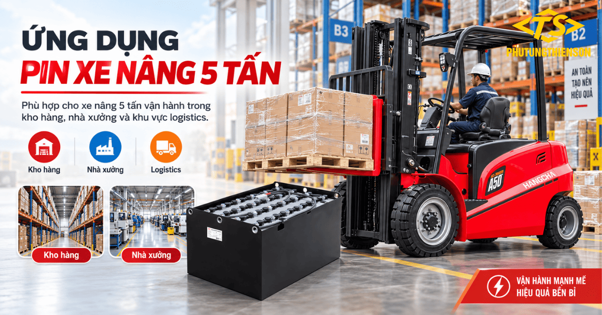 Ứng dụng Pin xe nâng 5 tấn trong kho hàng