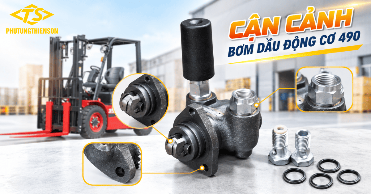 Cận cảnh bơm dầu động cơ 490