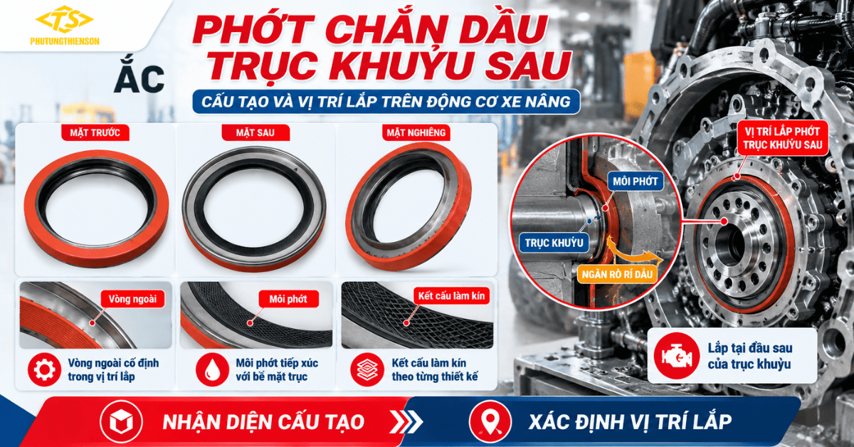 Phớt chắn dầu trục khuỷu sau có cấu tạo và vị trí lắp đặt như thế nào