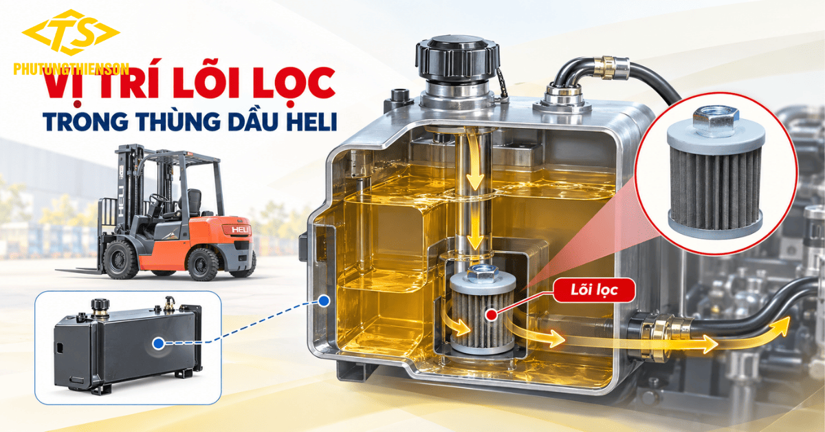 Vị trí lõi lọc trong thùng dầu Heli