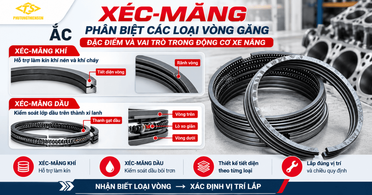 Xéc-măng động cơ xe nâng gồm những loại nào